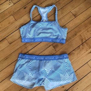 Under Armour sports bra and booty short set